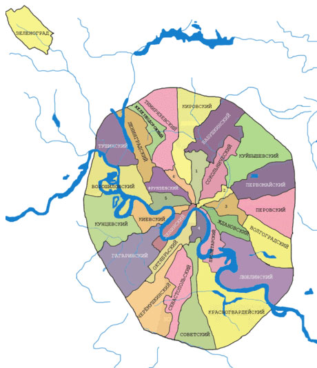 Схема москвы по округам